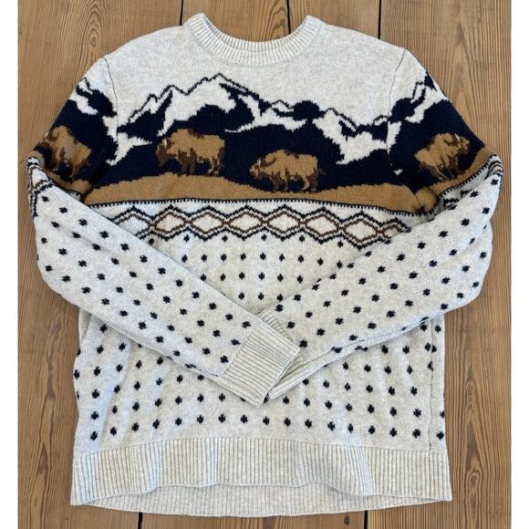 Old Navy‎ Sweater Mens L Buffalo Western Nordic Ski Soft - Picture 1 of 6